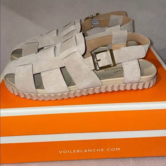 NWT VOILE BLANCHE ALICE Leather Sandals in Beige - Picture 12 of 14